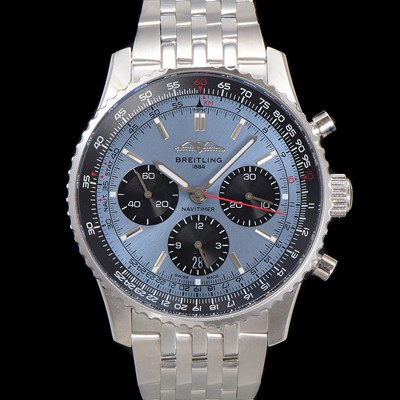 홍콩명품 [브라이틀링] 남성용 네비타이머 AB0138241C1A1 크로노그래프 ETA7750-2 타입 오토매틱 43mm 메탈줄 아이스 블루 다이얼 bre6009  
