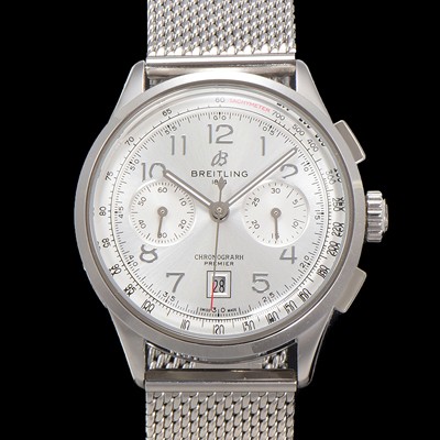 홍콩명품 [브라이틀링] 남성용 프리미에르 크로노그래프 7750 타입 오토매틱 42mm 메쉬밴드 화이트 다이얼 bre6019  