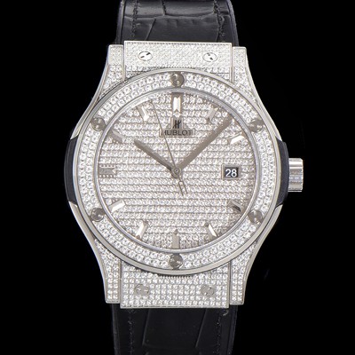 홍콩명품 [휴블렛] 남성용 클래식 퓨전 565.NX.9010.LR.1704 다이아몬드 셋팅 큐빅/보석 다이얼 42미리 오토매틱 2892 타입 가죽/우레탄 믹스밴드 hub2126  