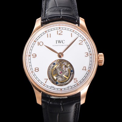 홍콩명품 [아이떠블유씨] 남성용 포르투기저 IW545801 핸드 와인드 투르비옹 18K 로즈골드 42.4mm 가죽줄 화이트 다이얼 iwc71020  