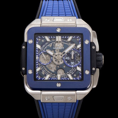 홍콩명품 [휴블렛] 남성용 스퀘어 뱅 유니코 821.NL.5170.RX 스켈레톤 다이얼 티타늄 에디션 42미리 오토매틱 무브먼트 우레탄 러버밴드 hub2130  