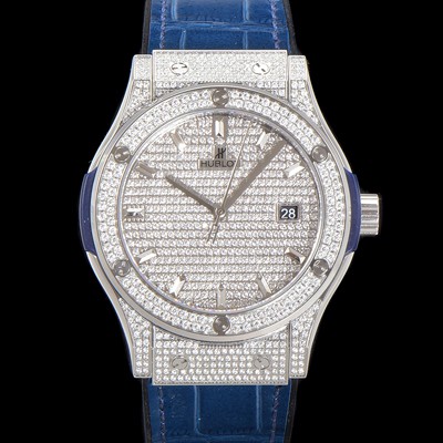 홍콩명품 [휴블렛] 남성용 클래식 퓨전 565.NX.9010.LR.1704 다이아몬드 셋팅 큐빅/보석 다이얼 42미리 오토매틱 2892 타입 가죽/우레탄 믹스밴드 hub2125  