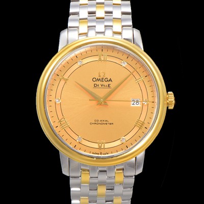 홍콩명품 [오메가] 남성용 드빌 프레스티지 424.20.40.20.58.001 오토매틱 Cal.8800타입 39.5mm 18K 옐로우골드 메탈줄 골드 다이얼 omg20203  