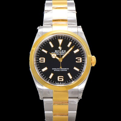 홍콩명품 [로렉스] 남성용 New 신형 익스플로러 m124273-0001 옐로우골드 오이스터 스틸 36mm 오토매틱 Cal.3230 무브먼트 블랙 다이얼 rol5306  