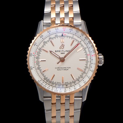 홍콩명품 [브라이틀링] 남성용 네비타이머 U17329F41G1U1 크로노그래프 18K 로즈골드 오토매틱 2824 타입 41mm 메탈줄 화이트 다이얼 bre6039  