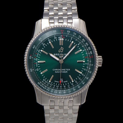 홍콩명품 [브라이틀링] 남성용 네비타이머 A17326361L1A1 크로노그래프 오토매틱 2824 타입 41mm 메탈줄 그린 다이얼 bre6033  