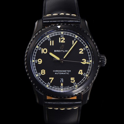 홍콩명품 [브라이틀링] 남성용 네비타이머 M17314101B1X1 블랙 PVD 코팅 오토매틱 2824 타입 41mm 가죽줄 블랙 다이얼 bre6055  