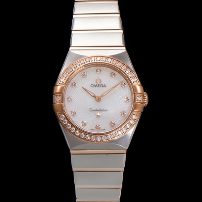 홍콩명품 [오메가] 여성용 컨스틀레이션 131.25.28.60.55.003 로즈골드 다이아몬드 세팅 베젤 28mm 쿼츠 무브먼트 화이트 다이얼 omg0151  