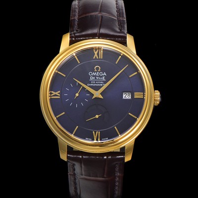 홍콩명품 [오메가] 남성용 드빌 424.53.40.21.03.001 프레스티지 코-액시얼 39.5mm  18K 옐로우골드 오토매틱 Cal.2627 타입 블루 다이얼 omg0177  