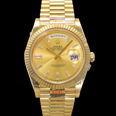 홍콩명품 [로렉스] 남성용 New 데이데이트 m228238-0005 무게187g 18K 옐로우골드 40mm 오토매틱 Cal.2836-2 타입 샴페인 바게트 다이얼 rol5395  