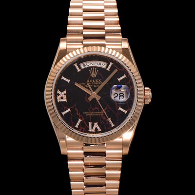 홍콩명품 [로렉스] 남성용 New 데이데이트 m128235-0041 무게173g 18K 로즈골드 프레지던트 36mm 오토매틱 Cal.2836-2 타입 아이젠키젤 다이얼 rol5405  