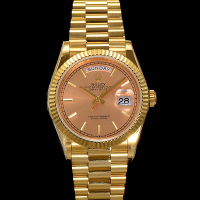 홍콩명품 [로렉스] 남성용 New 데이데이트 m128238-0045 무게173g 18K 옐로우골드 프레지던트 36mm 오토매틱 Cal.2836-2 타입 샴페인 다이얼 rol5407  