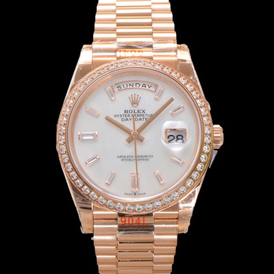 홍콩명품 [로렉스] 남성용 New 데이데이트 m228345rbr-0026 무게187g 프레지던트 18K 로즈골드 40mm 오토매틱 Cal.2836-2 타입 다이아몬드/마더 오브펄 다이얼 rol5402  