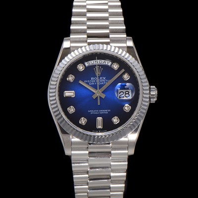 홍콩명품 [로렉스] 남성용 New 데이데이트 m128239-0023 무게173g 프레지던트 36mm 오토매틱 Cal.2836-2 타입 다이아몬드 블루 옴브레 다이얼 rol5413  