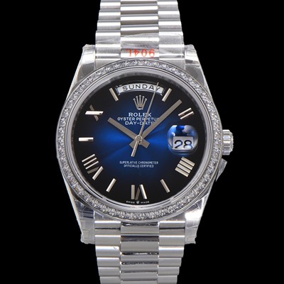 홍콩명품 [로렉스] 남성용 New 데이데이트 플래티넘 m228396tbr-0042 무게187g 40mm 오토매틱 Cal.2836-2 타입 블루 옴브레 다이얼 rol5394  