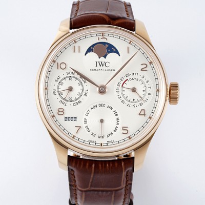 홍콩명품 [아이더블유씨] 남성용 포루투기즈 IW502306 퍼페추얼 캘린더 싱글 문 44mm 18k 로즈골드 오토매틱 무브먼트 화이트 다이얼 iwc4108  
