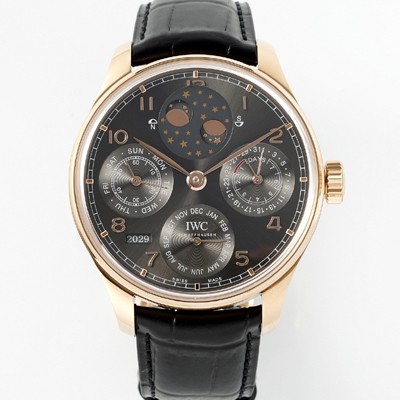 홍콩명품 [아이더블유씨] 남성용 포루투기즈 IW503404 퍼페추얼 캘린더 더블 문 44mm 18k 로즈골드 오토매틱 무브먼트 그레이 다이얼 iwc4111  