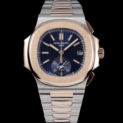 홍콩명품 [파텍필립] 남성용 노틸러스 5980/1AR-001 18k 로즈골드 오토매틱 Cal.CH 28-520 C 타입 40.5mm 메탈줄 블루 다이얼 pat2227  