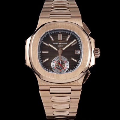 홍콩명품 [파텍필립] 남성용 노틸러스 5980 18k 로즈골드 오토매틱 Cal.CH 28-520 C 타입 40.5mm 메탈줄 브라운 다이얼 pat2228  