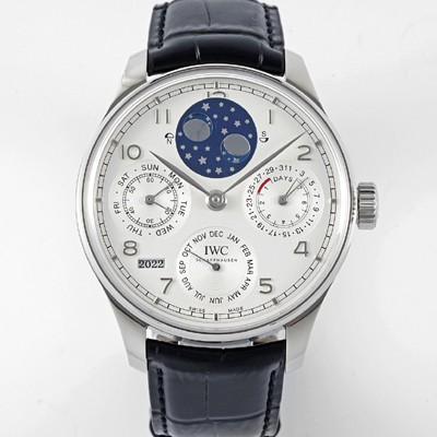 홍콩명품 [아이더블유씨] 남성용 포루투기즈 IW503406 퍼페추얼 캘린더 더블 문 플래티넘 44mm 오토매틱 무브먼트 화이트 다이얼 iwc4104  