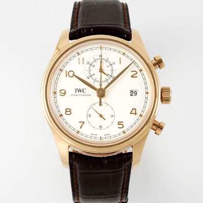 홍콩명품 [아이더블유씨] 남성용 포루투기즈 IW390301 18k 로즈골드 42mm 크로노그래프 오토매틱 무브먼트 화이트 다이얼 iwc4096  
