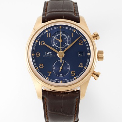 홍콩명품 [아이더블유씨] 남성용 포루투기즈 IW390305 18k 로즈골드 42mm 크로노그래프 오토매틱 무브먼트 블루 다이얼 iwc4097  