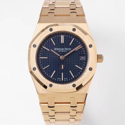 홍콩명품 [오데마피게] 남성용 하이엔드 로얄오크 15202OR.OO.1240OR.01 엑스트라 씬 18K 로즈골드 39mm 오토매틱 Cal.2121타입 블루 다이얼 aud6570  