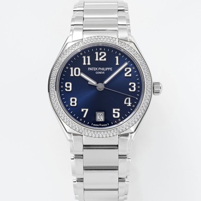 홍콩명품 [파텍필립] 여성용 트웬티-포 티파니 7300/1200A-001 다이아몬드 36mm 오토매틱 Cal.324 타입 블루 다이얼 pat2230  