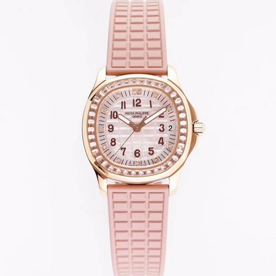 홍콩명품 [파텍필립] 여성용 아쿠아넛 5072R-001 마더 오브 펄 18k 로즈골드 35.6mm 오토매틱 Cal.324 타입 투톤 베이지 다이얼 pat2234  