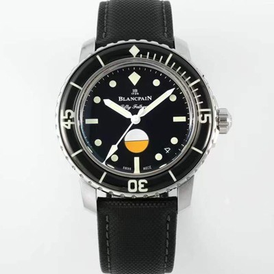 홍콩명품 [블랑팡] 남성용 피프티 패덤즈 MIL-SPEC 캔버스 5008-1130-B52A 40mm 오토매틱 Cal.1151타입 블랙 다이얼 bla4212  