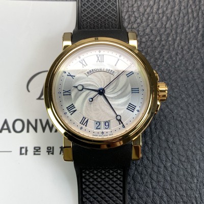 홍콩명품 [브레게] 남성용 마린 컬렉션 5817BA/12/9V8 빅데이트 UP!! 18K 옐로우 골드 케이스 화이트 물결무늬 다이얼 Cal.517GG HG 오토매틱 무브먼트 brg03025  