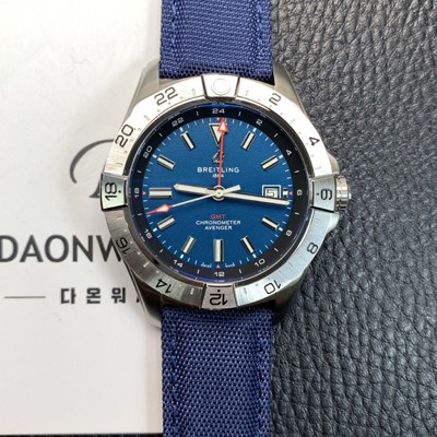 홍콩명품 [브라이틀링] 남성용 어벤져 지엠티 44mm 나일론줄 오토매틱 2836-2 타입 블루 다이얼 bre6059  