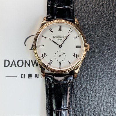 홍콩명품 [파텍필립] 남성용 칼라트라바 18K 로즈골드 가죽줄 39mm 오토매틱 324 타입 화이트 다이얼 pat2248  