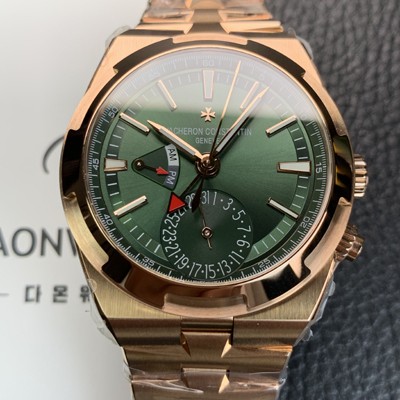 홍콩명품 [바쉐런 콘스탄틴] 남성용 오버시즈 듀얼타임 18K 로즈골드 오토매틱 칼리버 5200 타입 41mm 메탈줄 실버 다이얼 vac1174  