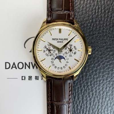 홍콩명품 [파텍필립] 남성용 퍼페추얼 캘린더 18K 옐로우골드 5140 가죽줄 40mm 오토매틱 Cal.240 타입 화이트 다이얼 pat2243  
