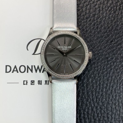 홍콩명품 [파텍필립] 여성용 칼라트라바 4897G-001 나토천/가죽줄 33mm 오토매틱 Cal.324 타입 그레이 다이얼 pat2254  