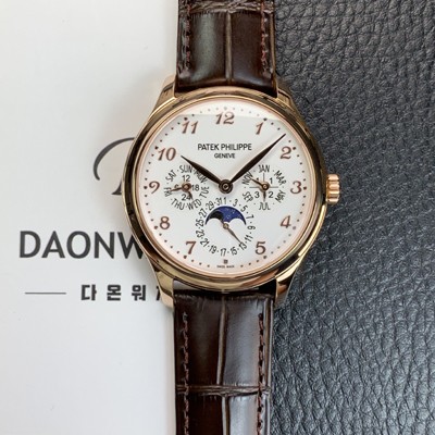 홍콩명품 [파텍필립] 남성용 퍼페추얼 캘린더 18K 로즈골드 5140 가죽줄 40mm 오토매틱 Cal.240 타입 화이트 다이얼 pat2244  