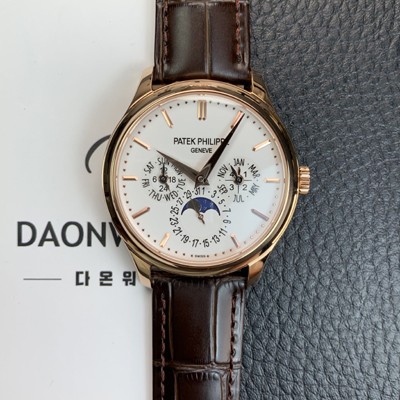 홍콩명품 [파텍필립] 남성용 퍼페추얼 캘린더 18K 로즈골드 5140 가죽줄 40mm 오토매틱 Cal.240 타입 화이트 다이얼 pat2245  