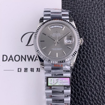 홍콩명품 [로렉스] 남성용 New 데이데이트 m128236 플루티드 36mm 오토매틱 Cal.3255 타입 그레이 다이얼 rol5602  