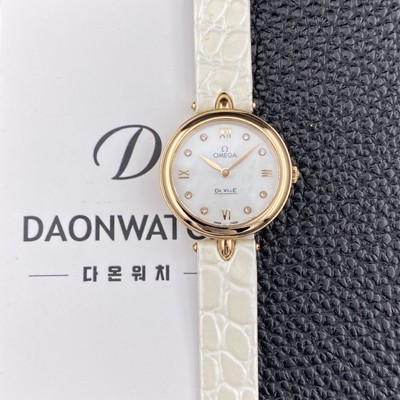 홍콩명품 [오메가] 여성용 드빌 424.53.27.60.55.002 프레스티지 듀드롭 27.4mm 18K 로즈골드 쿼츠 무브먼트 화이트 자개 다이얼 omg0237  