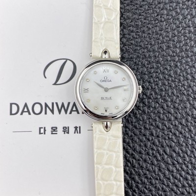 홍콩명품 [오메가] 여성용 드빌 424.13.27.60.55.001 프레스티지 듀드롭 27.4mm 쿼츠 무브먼트 화이트 자개 다이얼 omg0239  