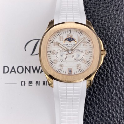 홍콩명품 [파텝필립] 남성용 아쿠아넛 5261R 루스 연간 캘린더 문페이즈 39.9mm 18K 로즈골드 오토매틱 Cal.324 S C 타입 화이트 다이얼 pat2272  