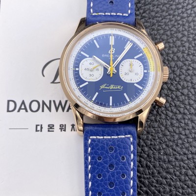 홍콩명품 [브라이틀링] 남성용 탑 타임 파우스토 코피 41mm 가죽줄 18K 로즈골드 오토매틱 7750타입 화이트 다이얼 bre6072  