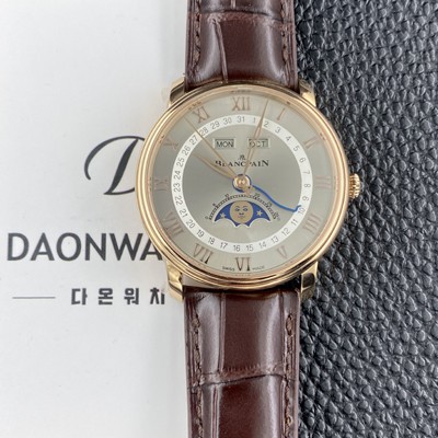 홍콩명품 [블랑팡] 남성용 빌레레 퀀탬 컴플레트 40mm 문페이즈 18K 로즈골드 오토매틱 Cal.6654타입 그레이 다이얼 bla4217  