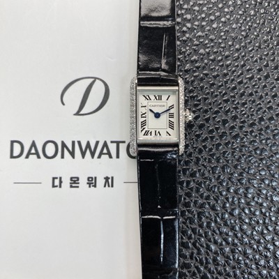 홍콩명품 [까르띠에] 여성용 탱크 루이스 미니 WGTA0212 다이아몬드 24mm 가죽줄 쿼츠 무브먼트 화이트 다이얼 car69373  