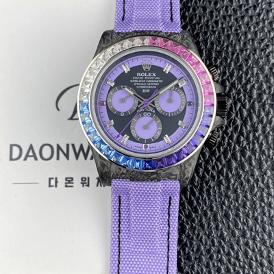 홍콩명품 [로렉스]남성용 데이토나 DIW 포지드카본 커스텀 40미리 크로노그래프 다이아몬드 오토매틱 Cal.4130 무브먼트 블랙 퍼플 다이얼 rol5659  
