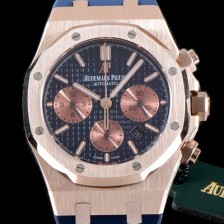 홍콩명품 [오데마피게] 남성용 로얄오크 26331OR.OO.D315CR.01 크로노그래프 18K 로즈골드 네이비 와플 다이얼 신형 ETA 7750B-2 오토매틱 무브먼트 AUD0100  