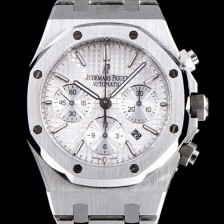 홍콩명품 [오데마피게] 남성용 NEW 로얄오크 26320ST.OO.1220ST.02 41mm 사이즈 드레스 워치!! 크로노그래프 화이트 와플 다이얼 브레이슬릿 신형 ETA 7750B-2 오토매틱 무브먼트 AUD0141  