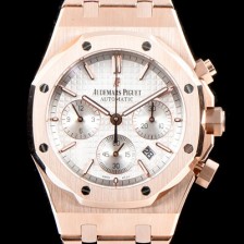 홍콩명품 [오데마피게] 남성용 NEW 로얄오크 26320OR.OO.1220OR.02 18K 로즈골드 41mm 사이즈 드레스 워치!! 크로노그래프 화이트 와플 다이얼 브레이슬릿 신형 ETA 7750B-2 오토매틱 무브먼트 AUD0124  