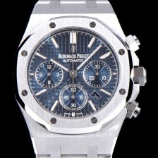 홍콩명품 [오데마피게] 남성용 NEW 로얄오크 26320ST.OO.1220ST.03 41mm 사이즈 드레스 워치!! 크로노그래프 블루 와플 다이얼 브레이슬릿 신형 ETA 7750B-2 오토매틱 무브먼트 AUD0140  